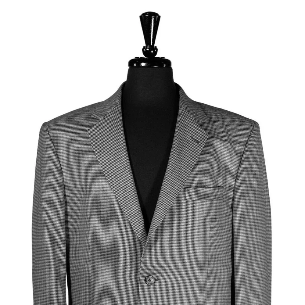 Jos. A. Bank Mens Blazer Gray Black Check Wool Lined Suit Jacket Sport Coat 40R